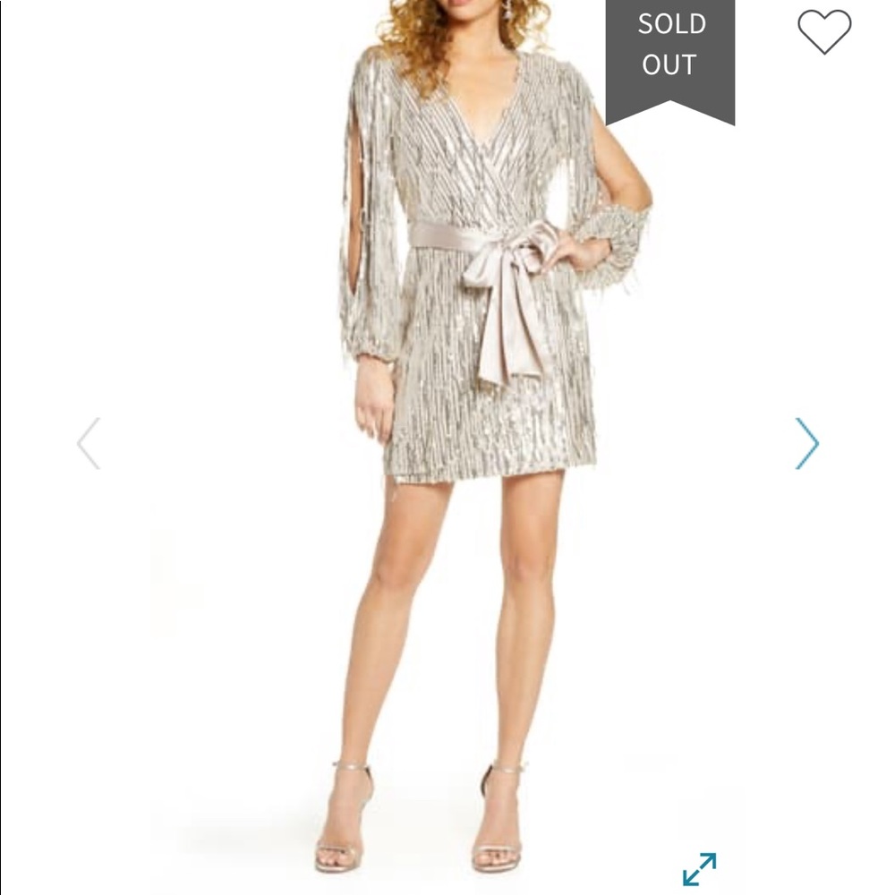NWT Stunning Harlyn Long Sleeve Sequin Wrap Dress